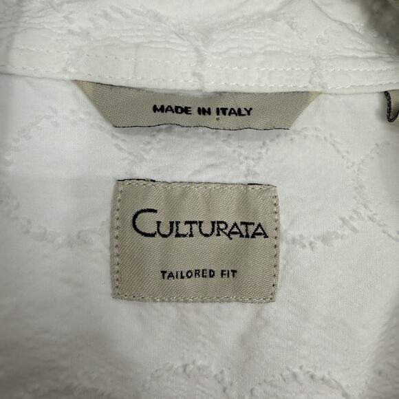 Culturata Button Up shirt Mens size XL 17.5 44 Cotton White Circles long sleeves - Picture 7 of 10